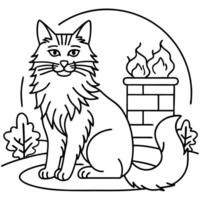 a maine in a cozy setting, like near a fireplace or in a snowy landscape, illustration vector