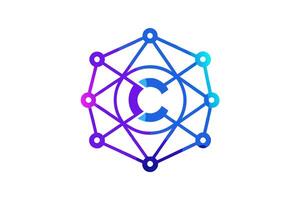 a modern and innovative logo design featuring a stylized letter c formed by interconnected nodes vector