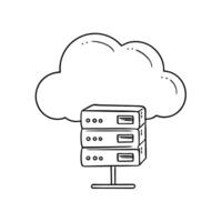 web hosting icon, illustration line art vector