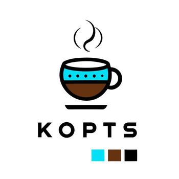 a minimalist logo for a coffee shop named kopits, combining elements of coffee and programming the vector