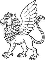 a mythical creature with the body of a lion and the head and wings of an eagle the griffin is known vector