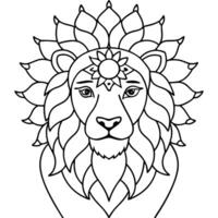 colouring page for audits lion with mandala pattern on head, thick lines, lo details, no shading, vector