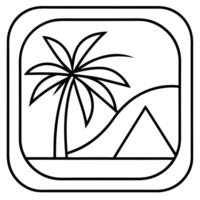 tourism travel icon make it 2d and sharp edges maybe the icon is a palm or a natural view make the vector