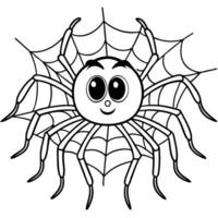 spooky spider with cute eyes, simple image, lines, illustration line art vector