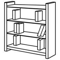 develop a line art interpretation of an artistic bookshelf that combines functionality with vector