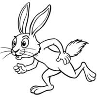 scared rabbit running, illustration line art vector