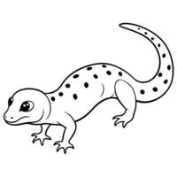 a leopard gecko with a dotted pattern and a plump tail, illustration line art vector