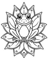 illustrate a frog sitting on a lily pad, with its body and the surrounding water detailed with vector