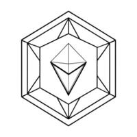 geometric cyber emblem, illustration line art vector