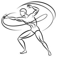 a sketch layout of a dynamic string pattern forming the silhouette of an athlete in motion the vector