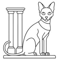 a sphynx cat sitting on ancient ruins or architectural elements like columns, arches, or vector