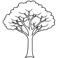 prompt a tall tree with simple leaves and a bold trunk, outlined for easy coloring the design is vector