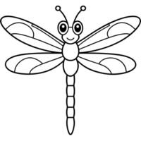 a coloring page of an dragonfly with no color just black lines, illustration line art vector