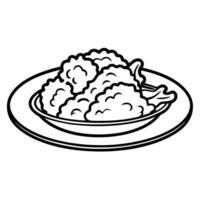 fried chicken, illustration line art vector