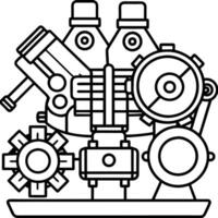 machine engine service, illustration line art vector