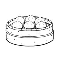 dim sum, illustration line art vector