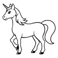 unicorn no shading, high contrast, illustration it must have clear outline, the artwork vector