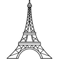 eiffel tower with sharp details, illustration line art vector