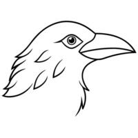 american crow head icon on white background, illustration line art vector