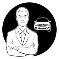the owner has a new car, illustration line art vector