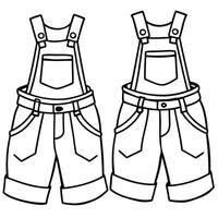 overalls on white background, illustration line art vector