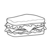 reuben sandwich, illustration line art vector