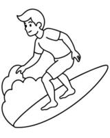 a coloring page of an wakesurfing with no color just black lines, illustration line art vector