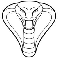 a king cobra head with white background, illustration line art vector