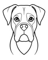 boxer dog entire head front view, illustration line art vector