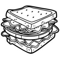 a delicious sandwich stacked with layers of bacon, cheese, and fresh tomatoes, served on sesame vector