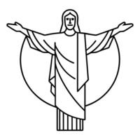 christ the redeemer in the same position as the reference photo as a logo in art line style, vector