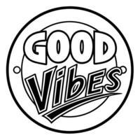 the image is a logo for a company called good vibes the logo is circular in shape and has a green vector