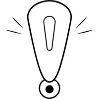 cartoon exclamation mark isolated on white background, illustration line art vector