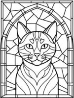 cat stained glass , background amazing, illustration line art vector