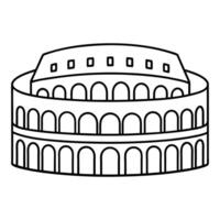 a roman colosseum, with a circular arena surrounded by tiers of seating, illustration line vector