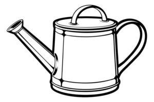 a black silhouette of a watering can, illustration line art vector