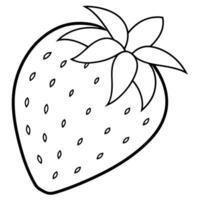 a coloring page of an food strawberry with no color just black lines, illustration line art vector