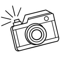 a camera flashing, illustration line art vector