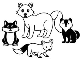 cartoon forest animal characters wild cartoon animals collections squirrel, mouse, badger, vector