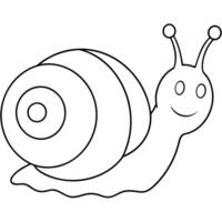 a coloring page of an snail with no color just black lines, illustration line art vector