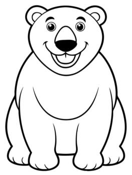 sonriente polar oso negrita contorno negro y blanco lleno visible para niños bueno a color, vector