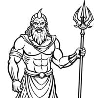 pluto - god of the underworld with spear, illustration line art vector