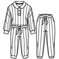loungewear on white background, illustration line art vector