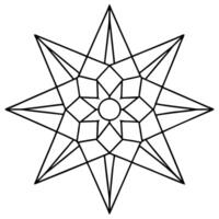 coloring pages for kids, bold line art, triangles forming a star-shaped mandala with concentric vector