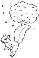 a flying squirrel gliding from tree to tree, with fluffy tails and a forest backdrop filled with vector