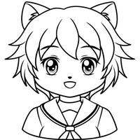 kuroko from hello kitty cute, illustration line art vector