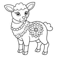 coloring book , cortoon style , lamb with an intricate pattern inside of lamb, floral patterns, vector