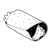 paneer roll, illustration line art vector