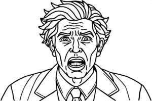 continuous single line drawing of stressed and overworked businessman, illustration line art vector