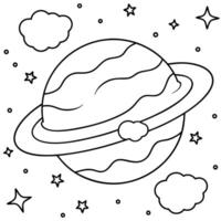 a coloring page of an space nebula with no color just black lines, illustration line art vector